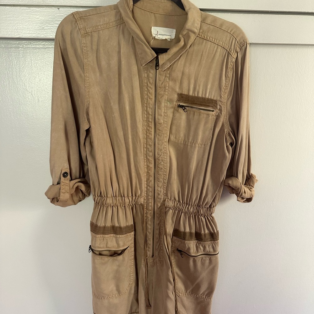 Anthropologie Beige Utility Romper